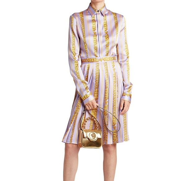 Versace Chain Print Silk-Blend Shirt - Picture 2 of 16